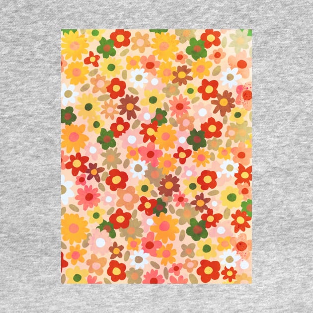 Warm Pastel Floral Pattern by Gigi Rosado